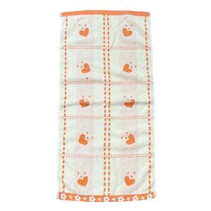 Vintage Jinlan Orange Teddy Bear Cotton Hand Towel 27 x 13 Hearts Flowers Kawaii